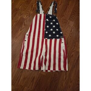chubbies American Flag Stripe Short Overalls - Red, White, Blue